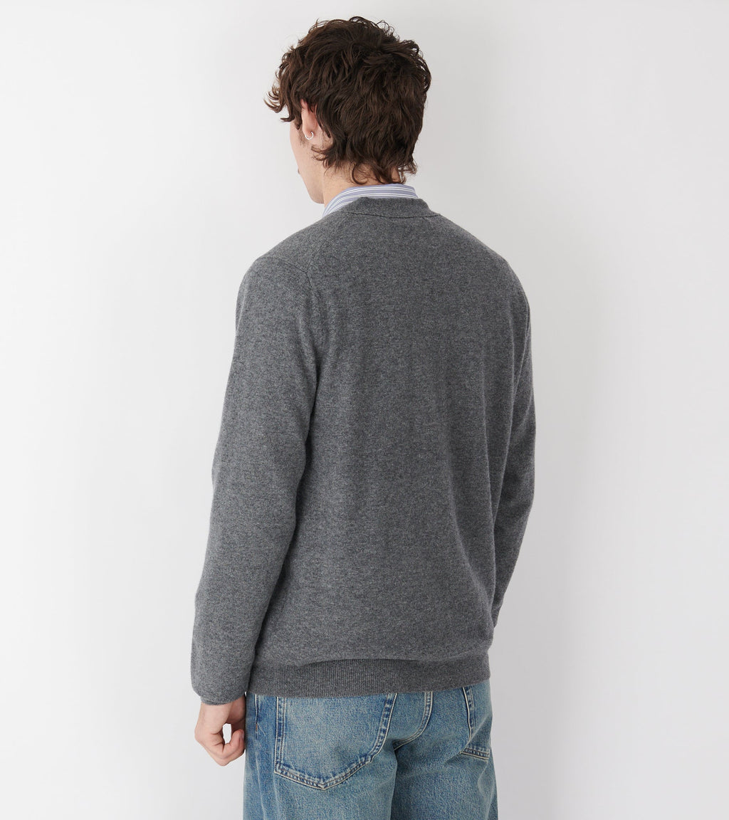 V-neck Lambswool Cardigan Grey