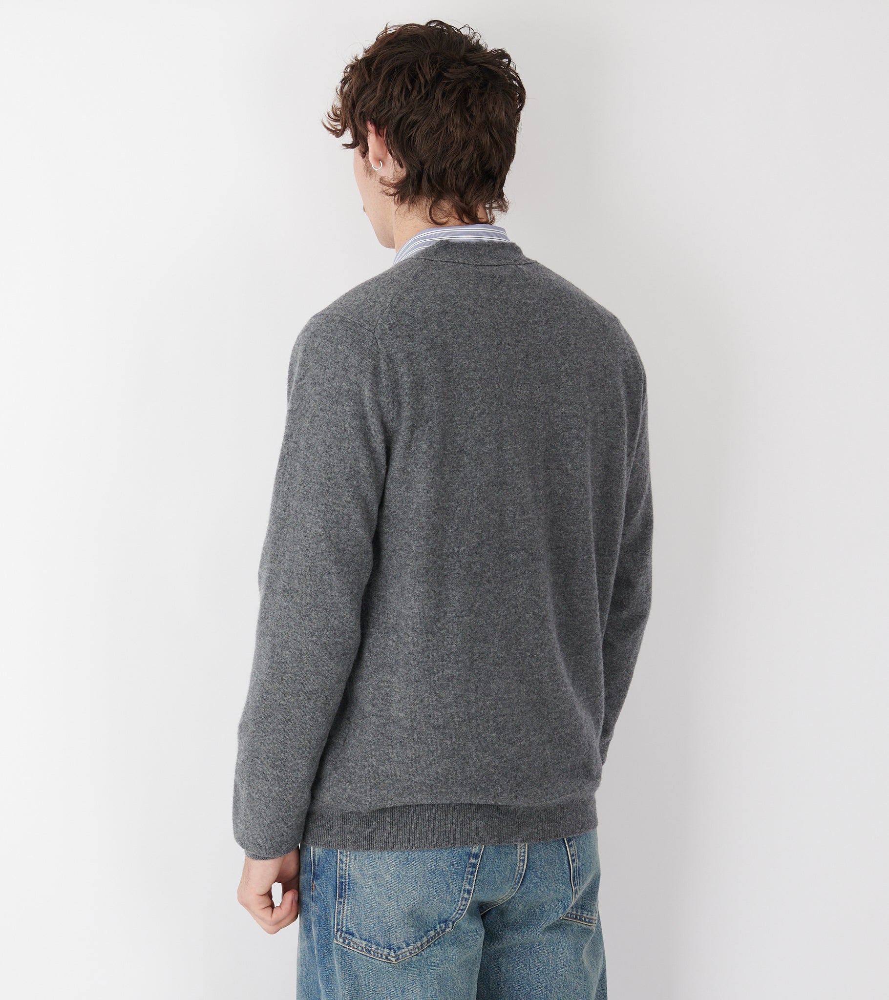 V-neck Lambswool Cardigan Grey