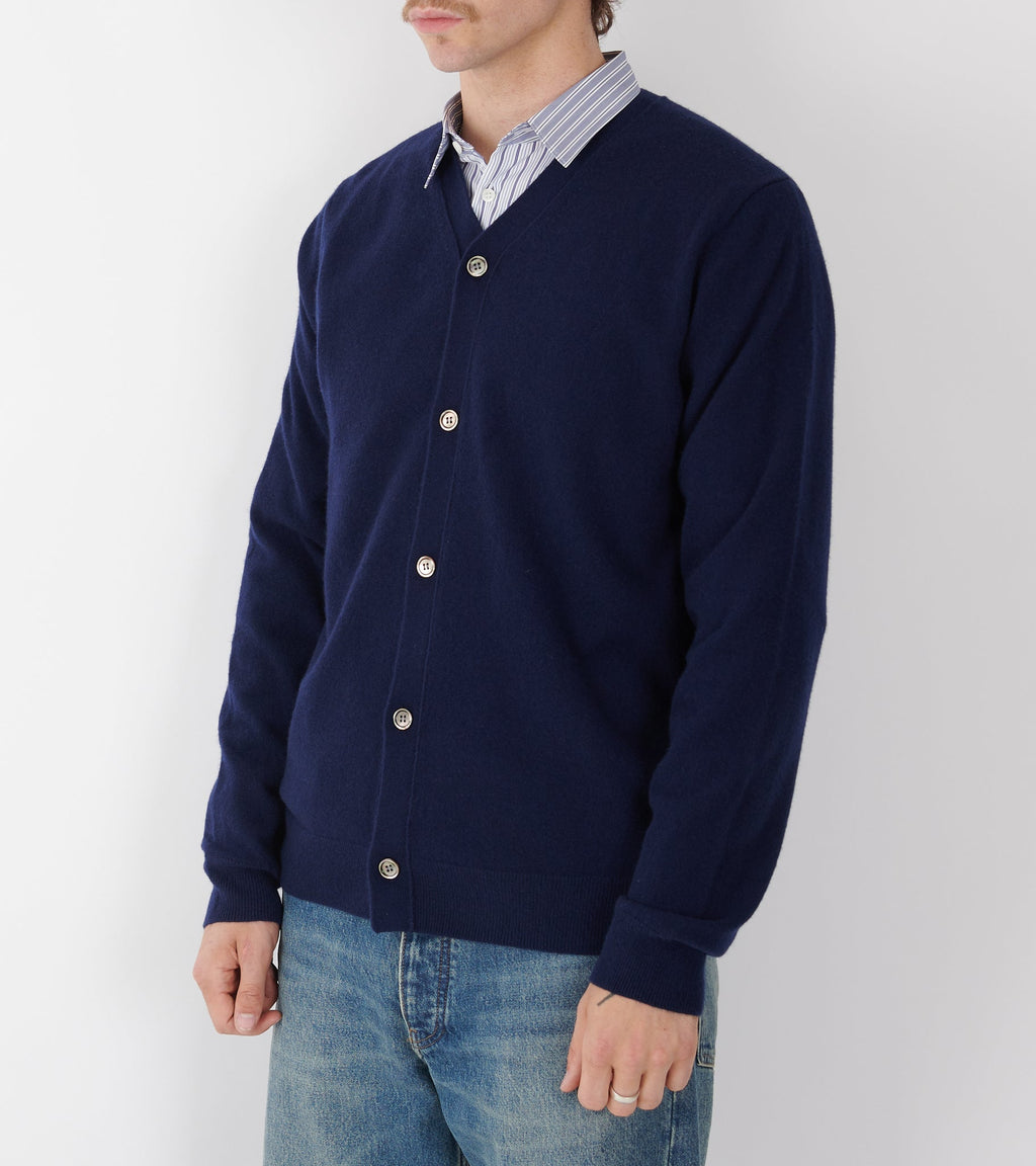 V-neck Lambswool Cardigan Navy