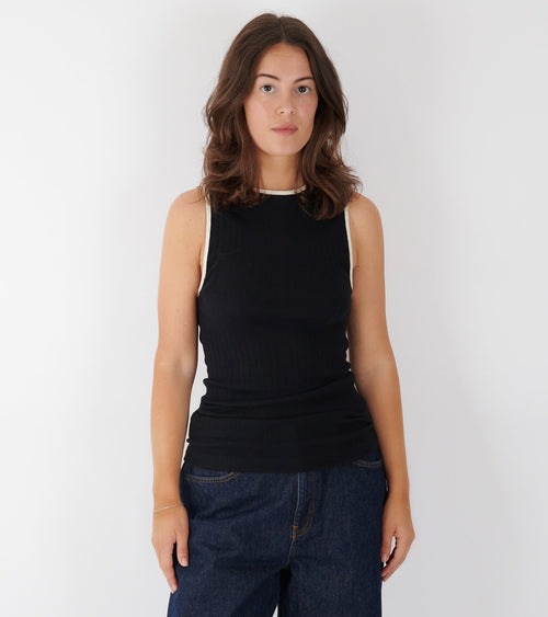 101 Tank Top Kontrast Black/Ecru