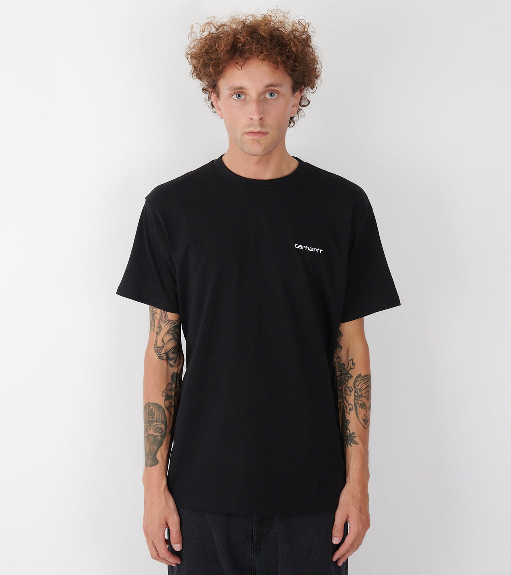 S/S Script Embroidery T-shirt Black/White