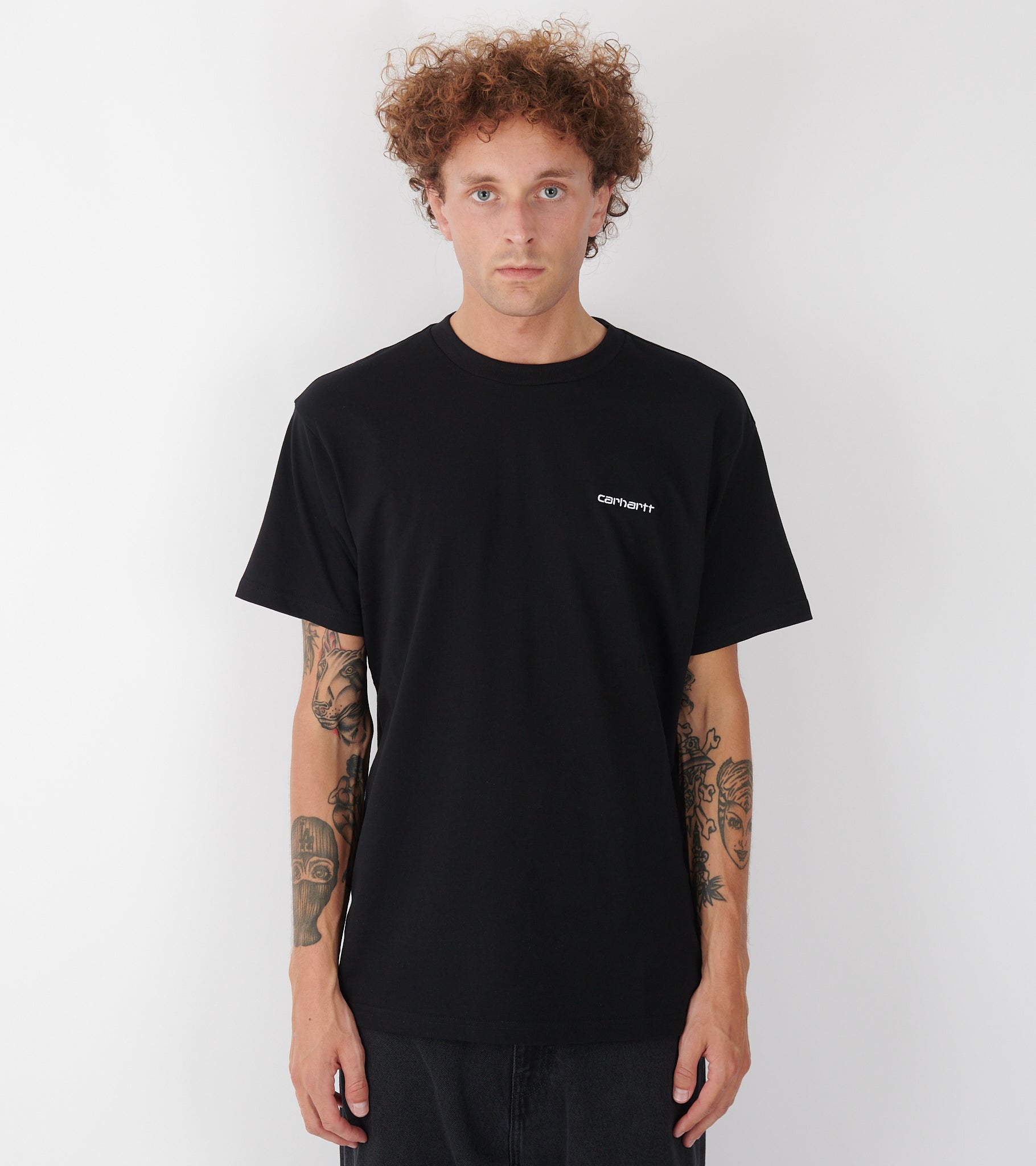 S/S Script Embroidery T-shirt Black/White