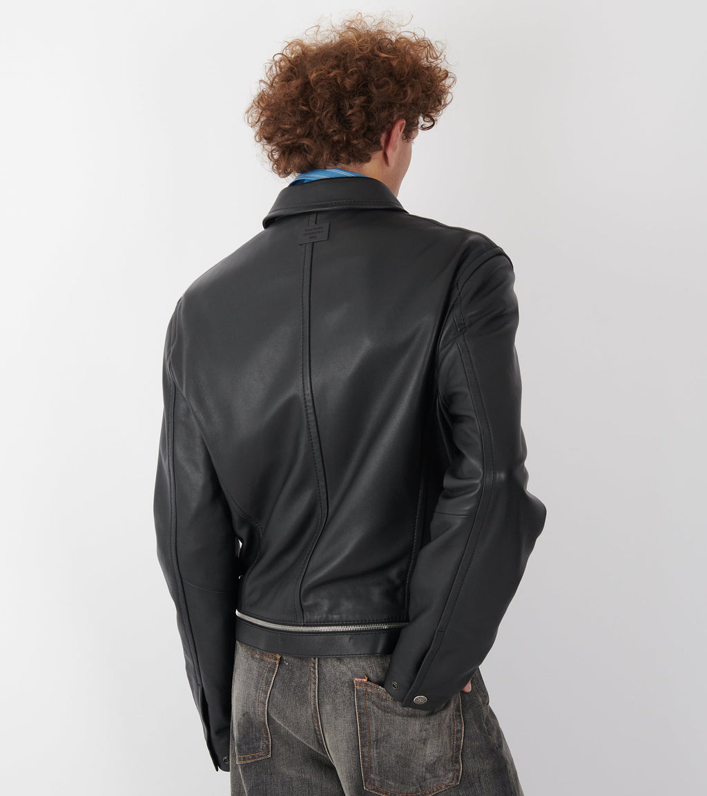 Belted Leather Jacket Black