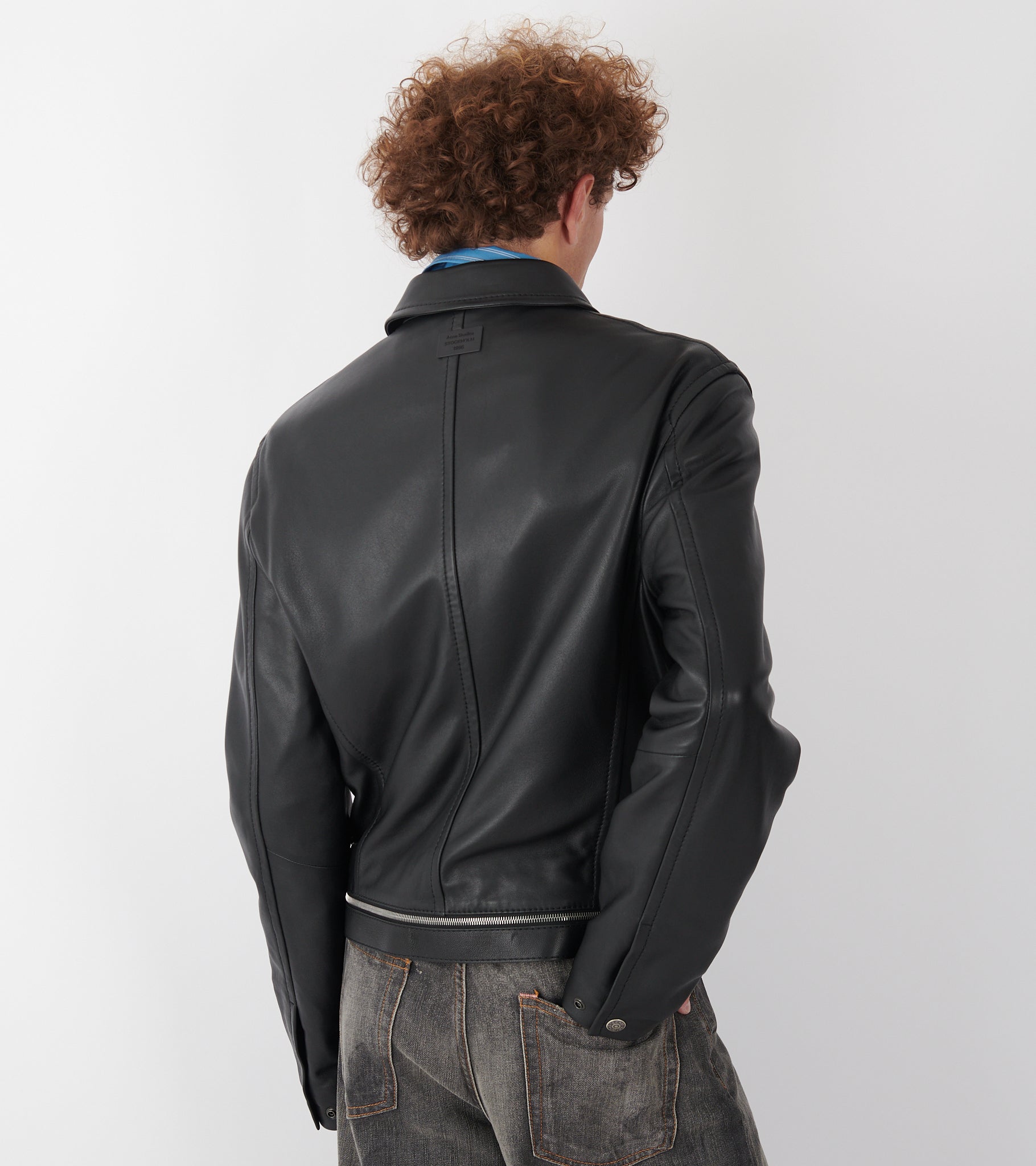 Belted Leather Jacket Black