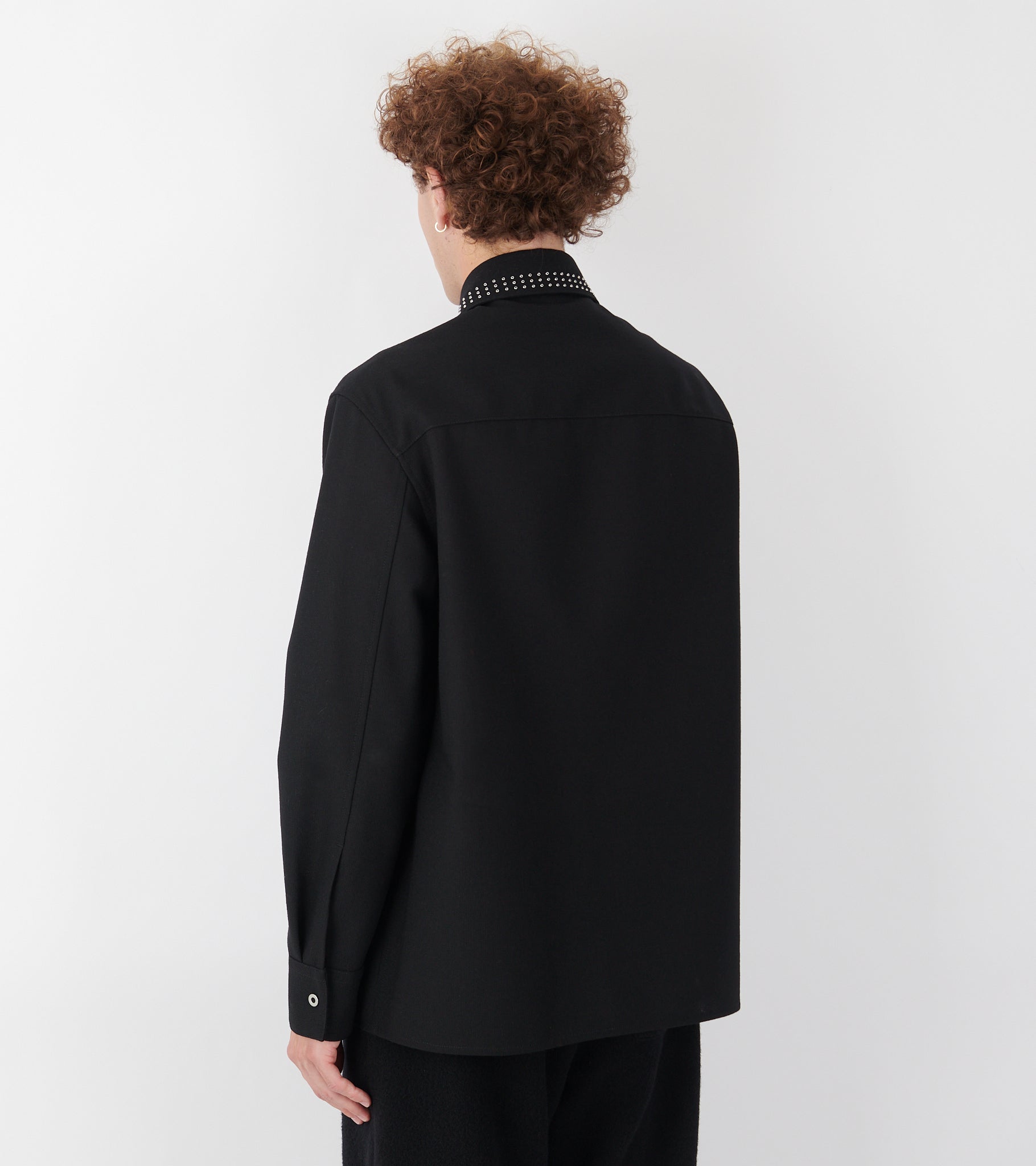 Wool Poplin Stud Shirt Black