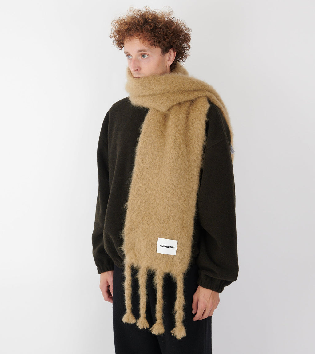 Plain Mohair Scarf Beige