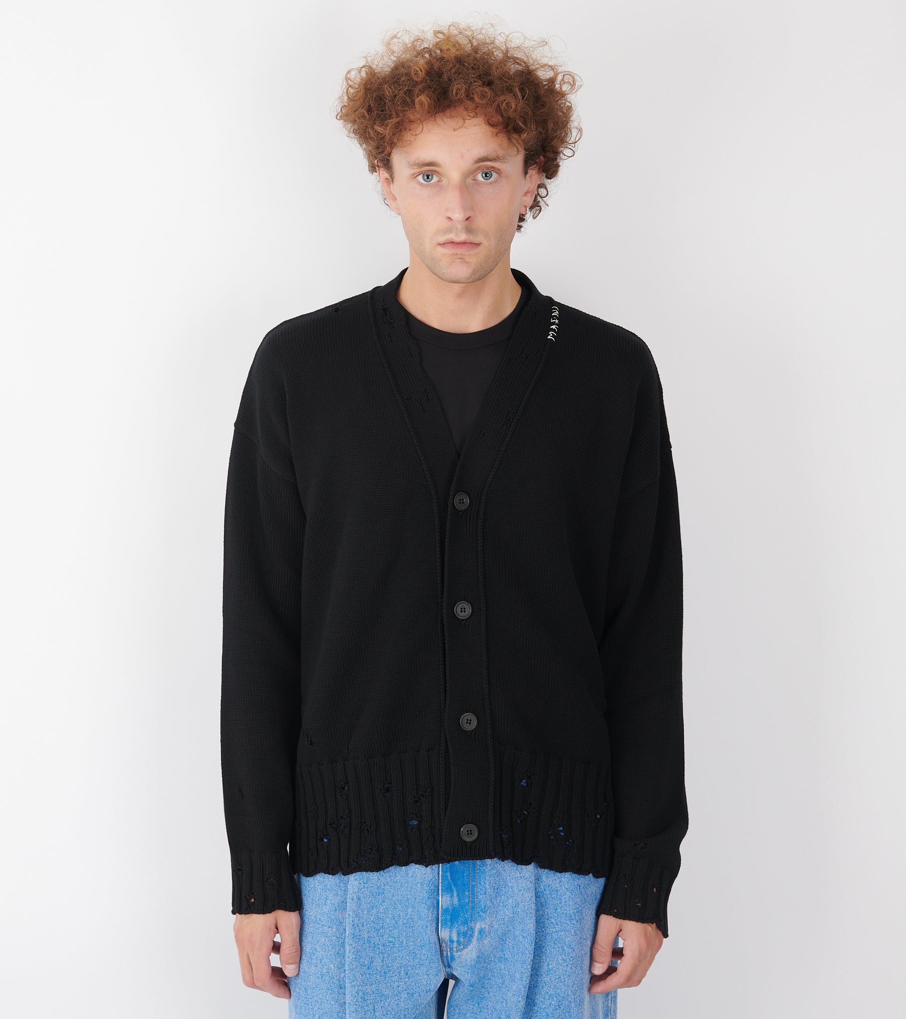 Cotton Knit Cardigan Black
