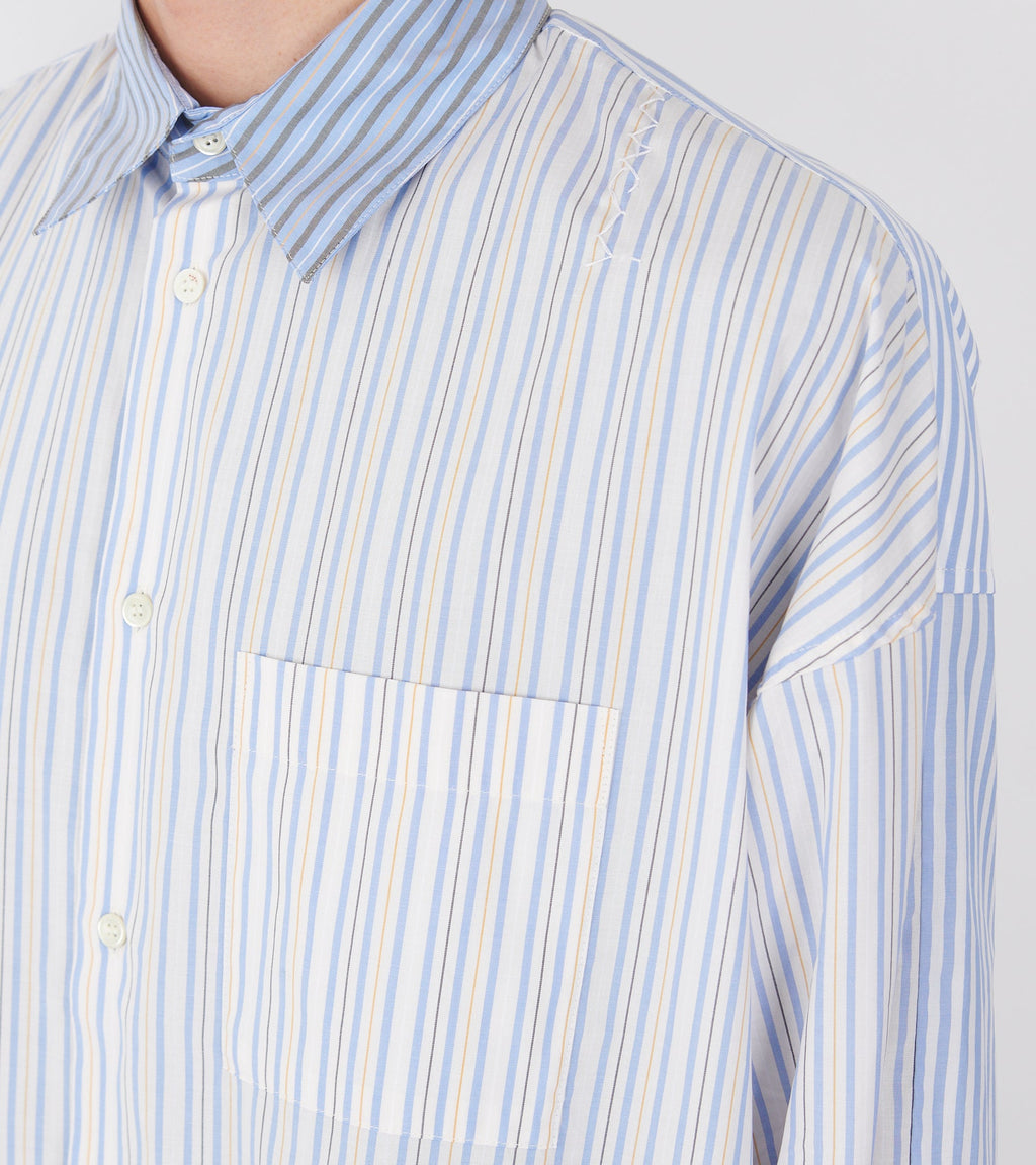 Mixed Stripes Poplin Shirt Light Blue
