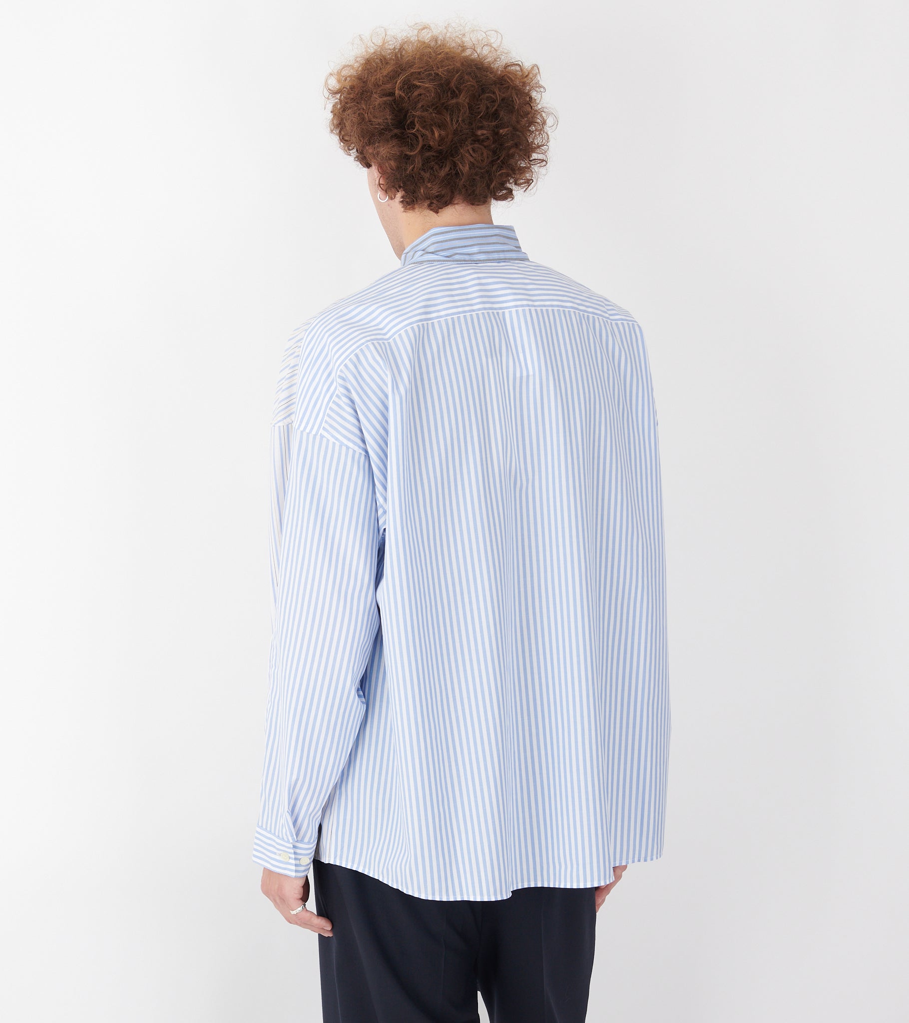Mixed Stripes Poplin Shirt Light Blue