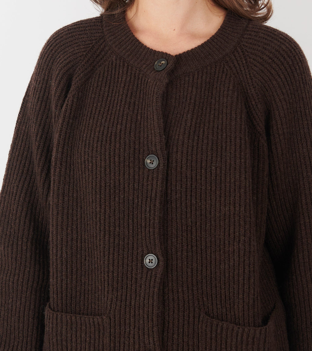 Shetland Wool Cardigan Brown
