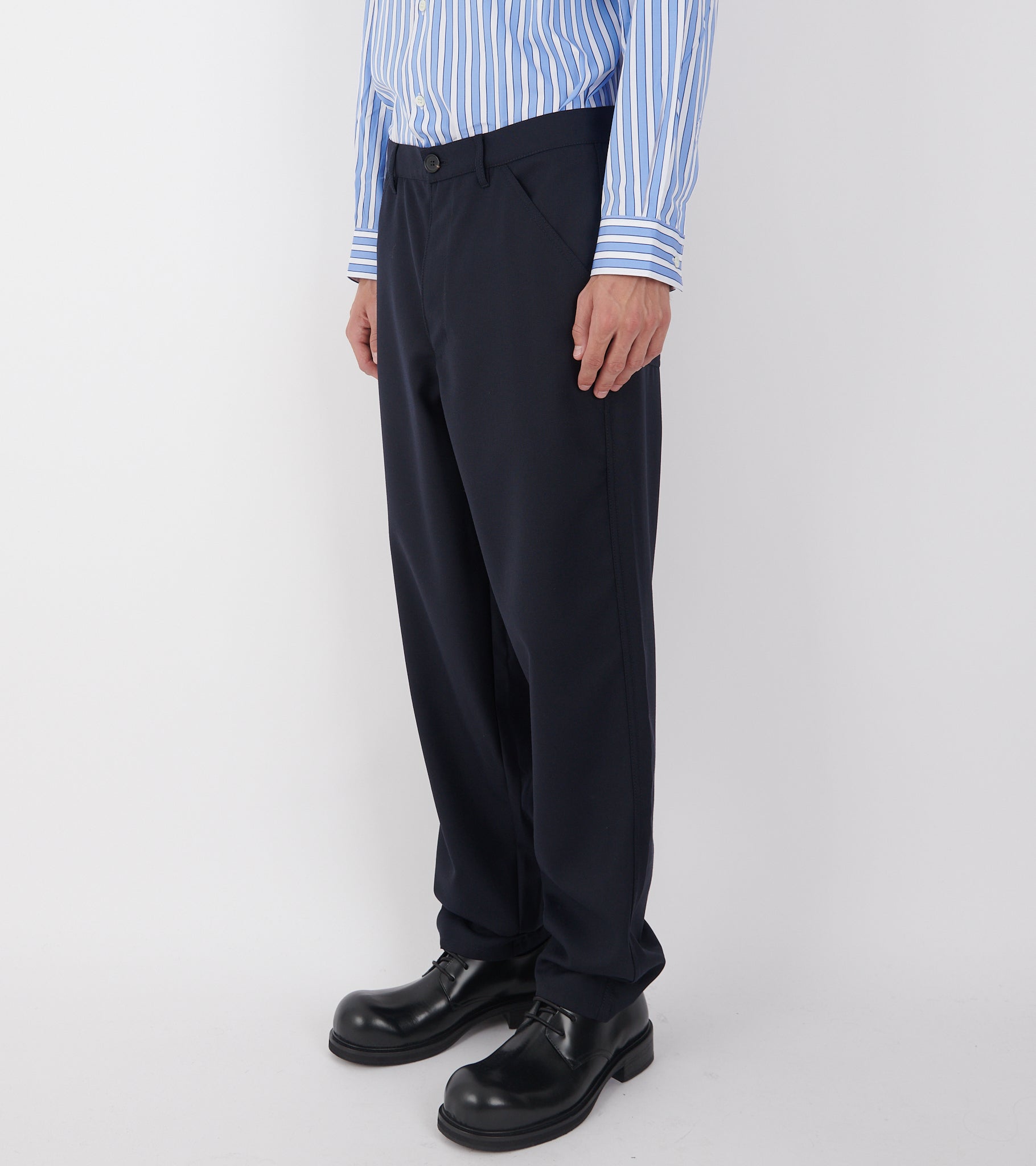 Wool Blend Trousers Dark Navy