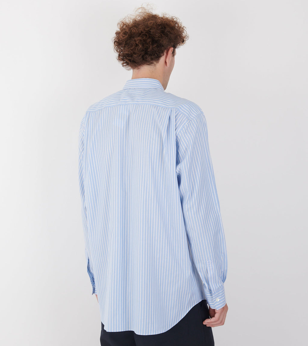 Striped Multicolor Patchwork Logo Shirt Light Blue/White