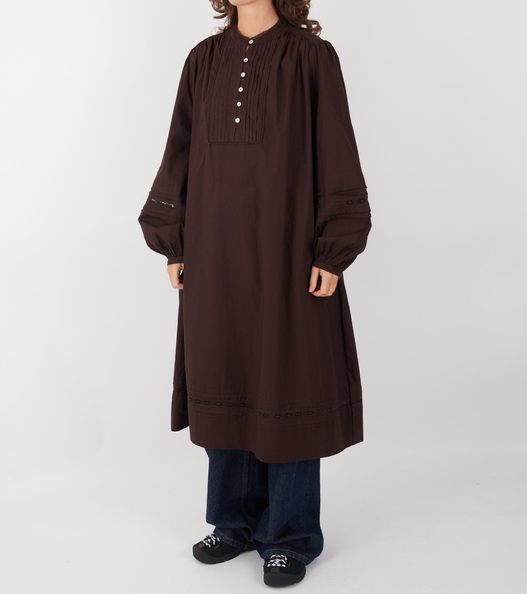 Leaf Shirtdress Dark Brown