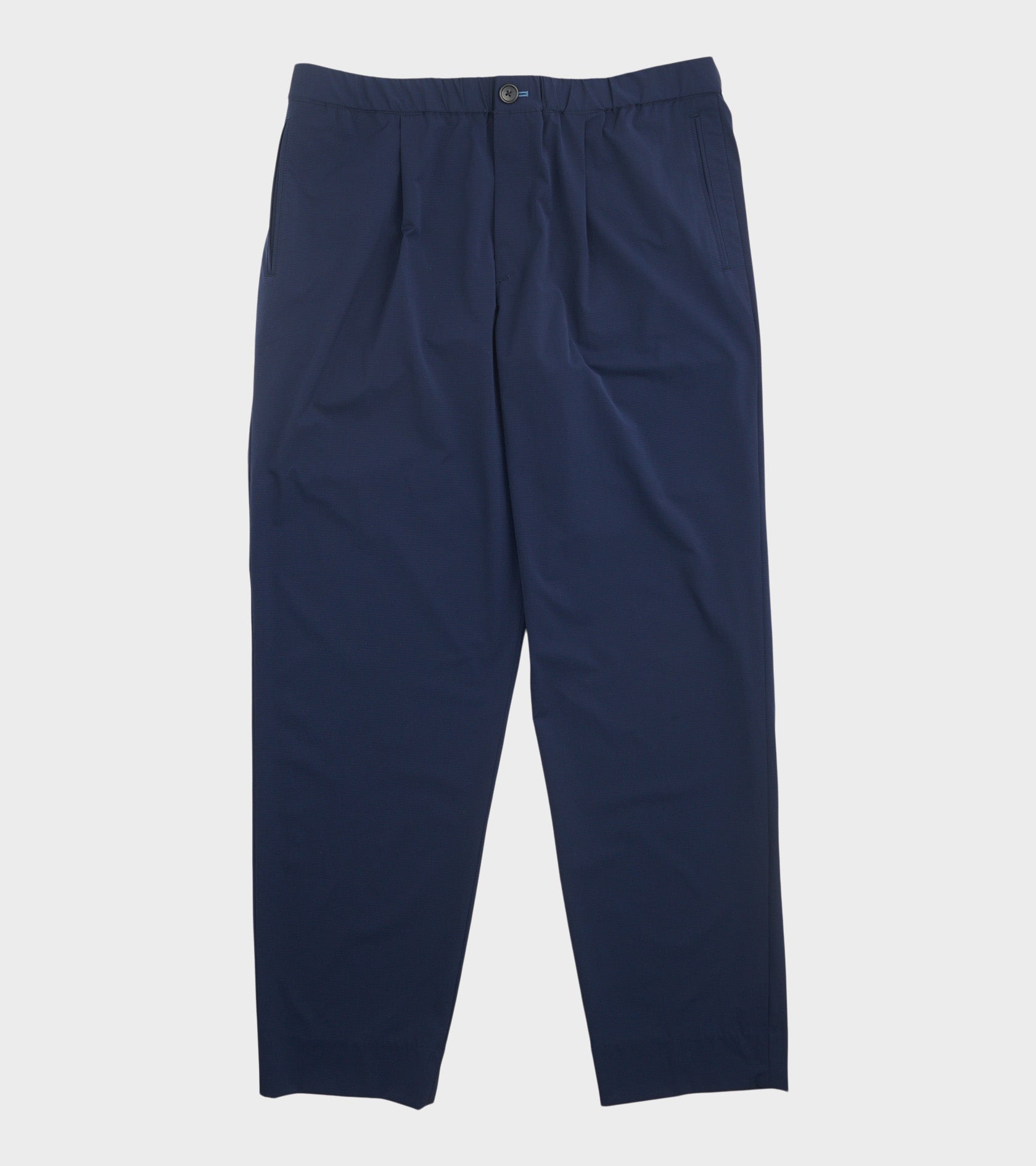 Pleated Nylon Trousers Dark Blue