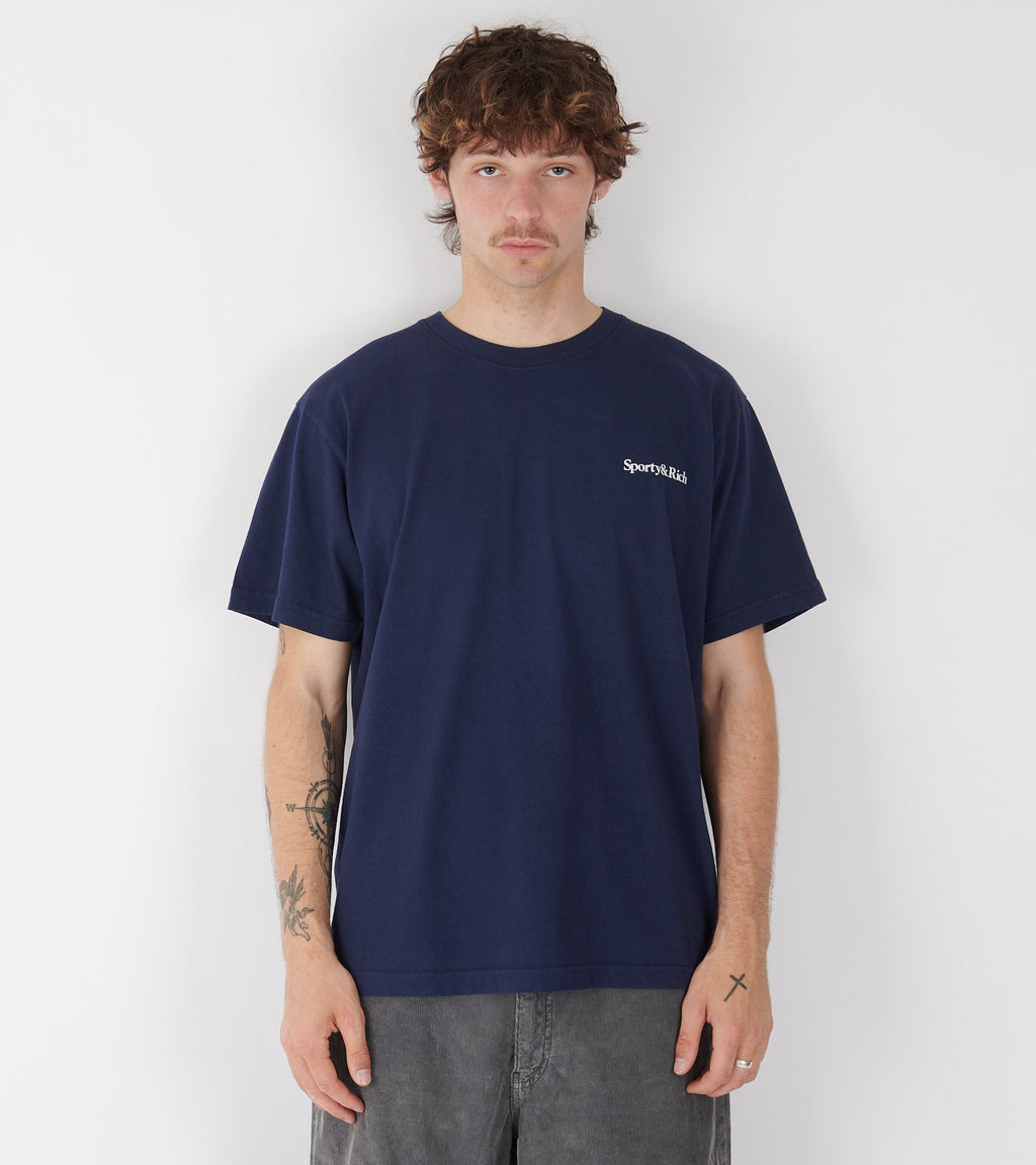Health Is Wealth T-shirt Navy/White/Fire Red