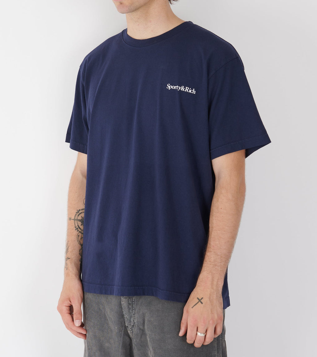 Health Is Wealth T-shirt Navy/White/Fire Red