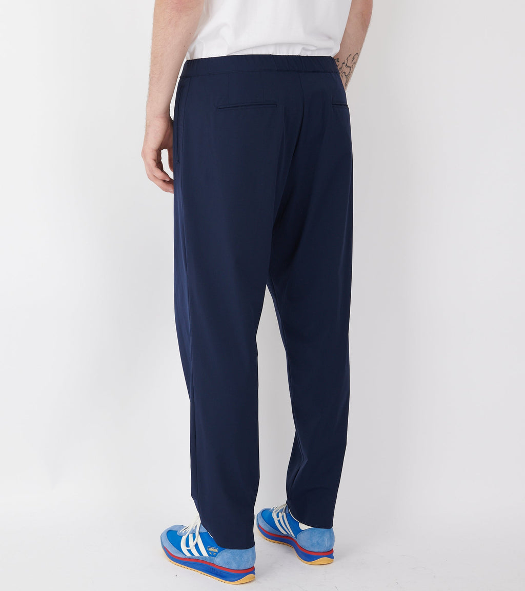 Pleated Nylon Trousers Dark Blue