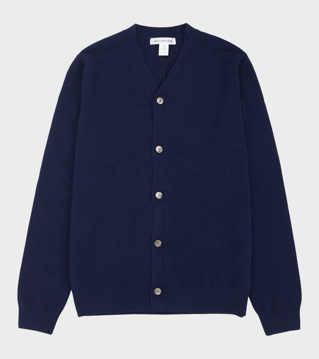 V-neck Lambswool Cardigan Navy