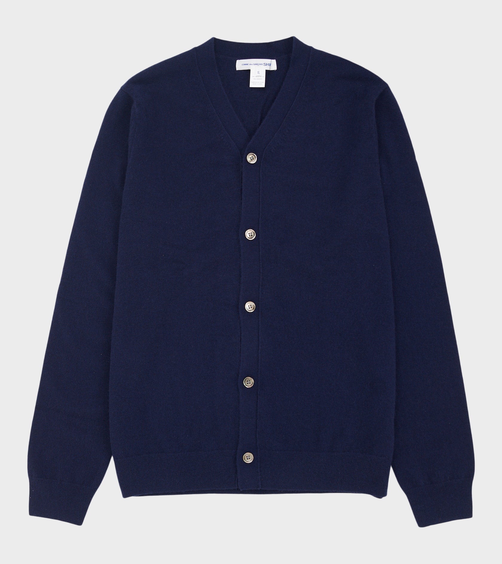 V-neck Lambswool Cardigan Navy