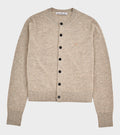 Face Logo Wool Cardigan Greige Melange