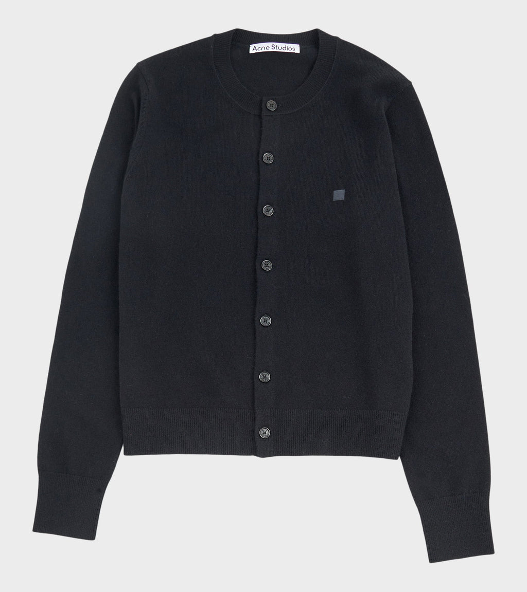 Face Logo Wool Cardigan Black