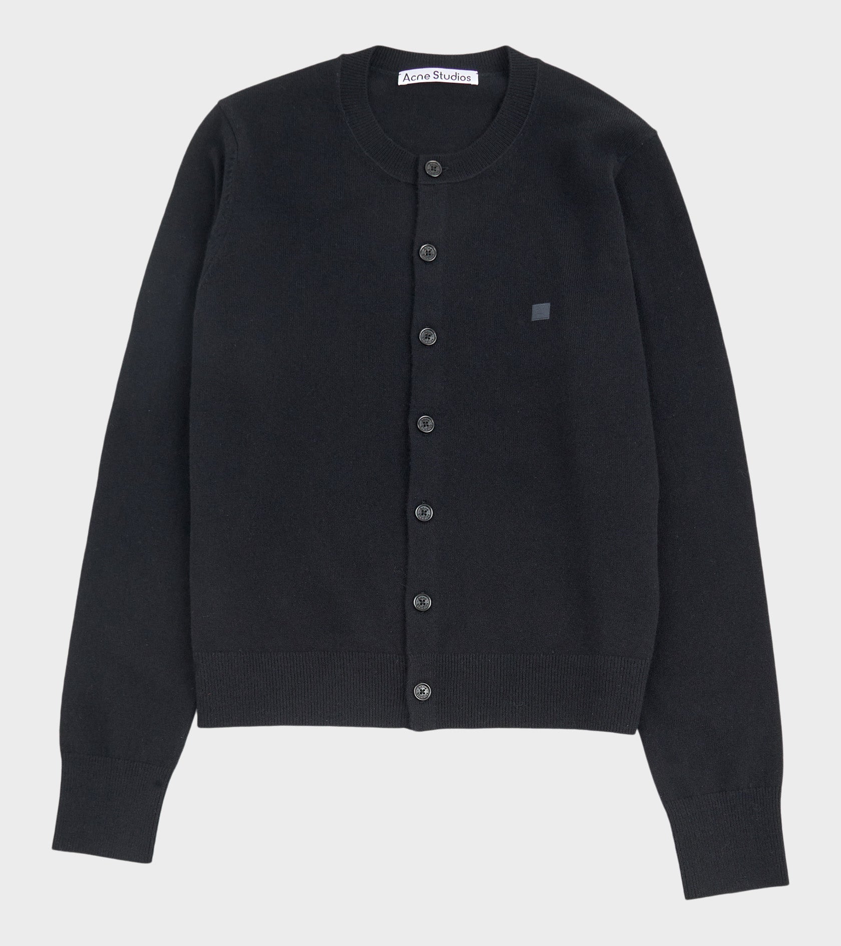 Face Logo Wool Cardigan Black