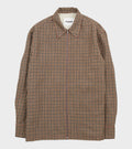 Light Wool Linen Micro Check Shirt Hazelnut Mouline