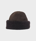 Suede Back Curly Hair Cap Chocolate