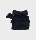 Knit Hat With Bows Navy
