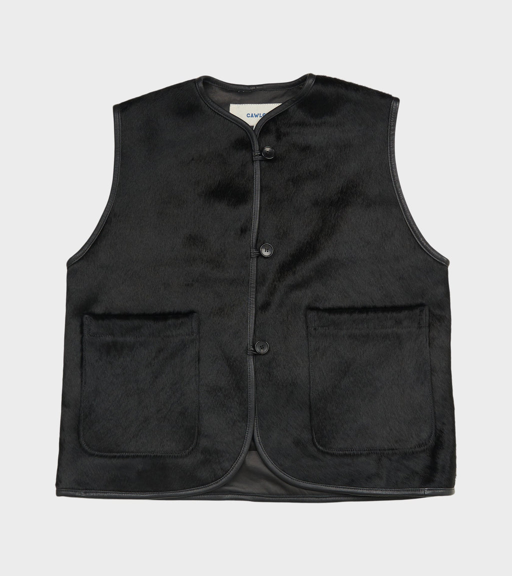 Hair On Leather Hide Ella Vest Black