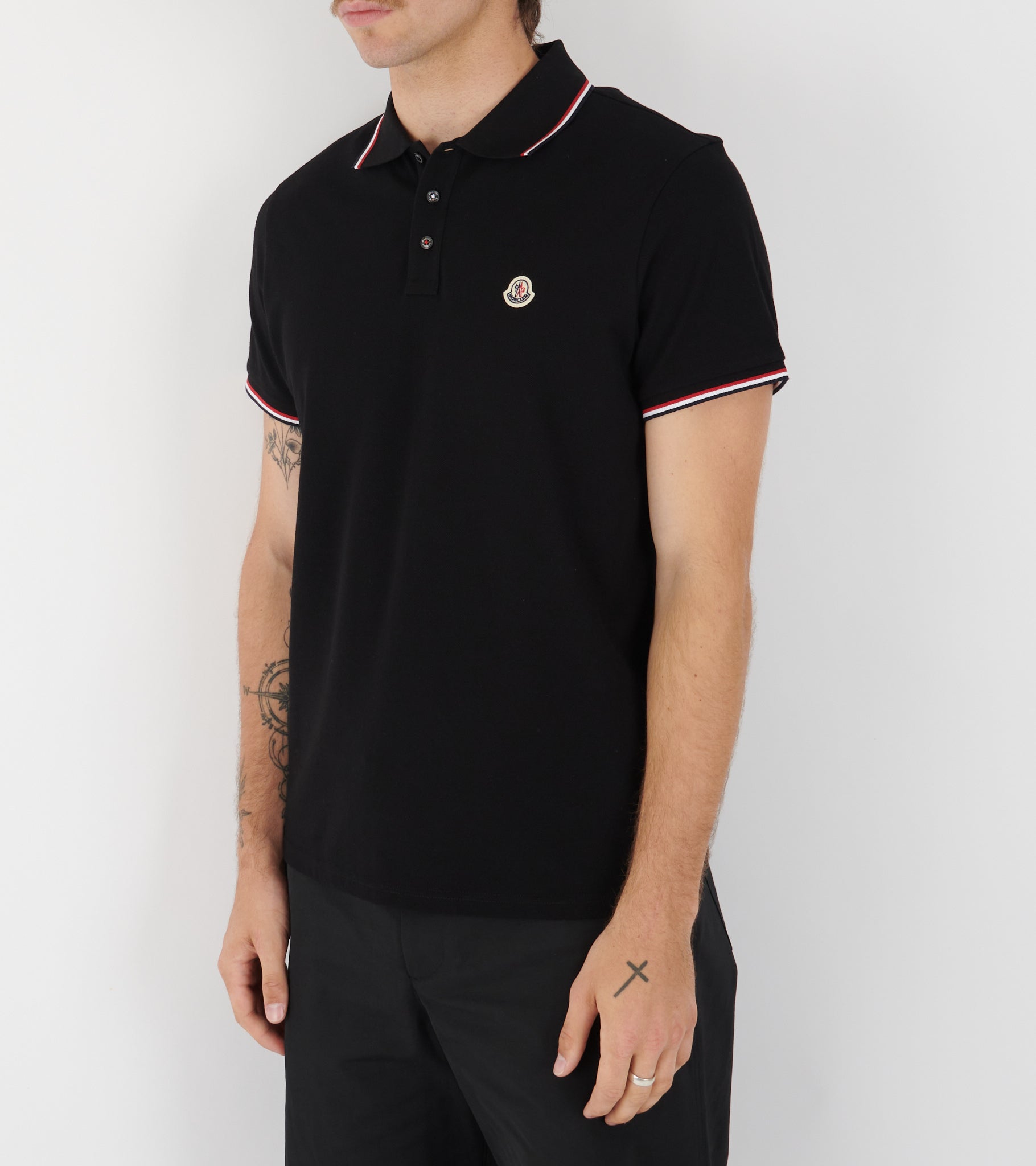 S/S Tricolar Polo Black
