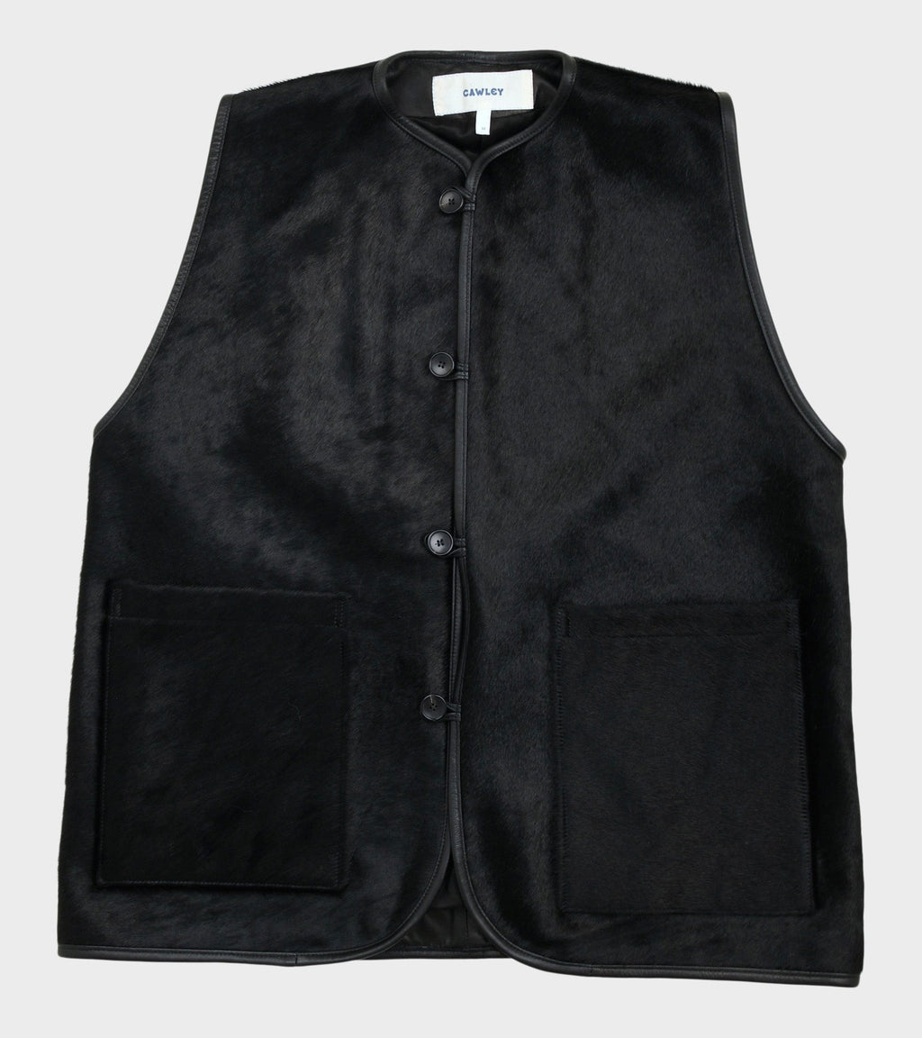 Hair On Leather Hide River Vest Black