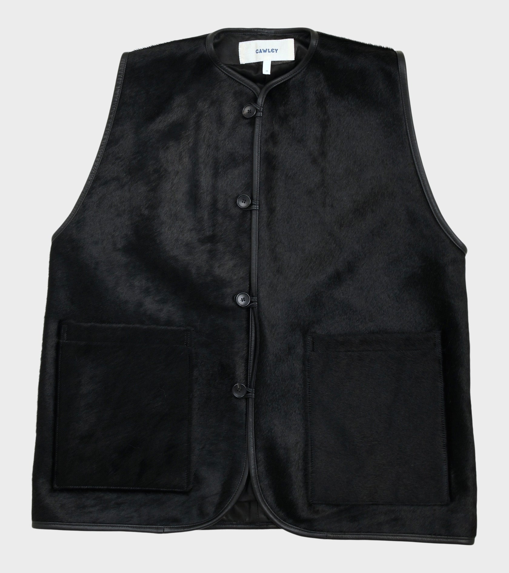Hair On Leather Hide River Vest Black