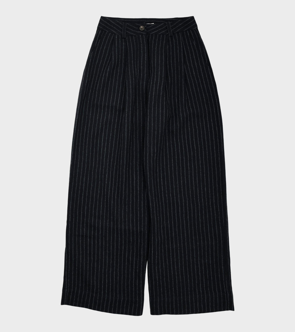Japanese Striped Boucle Mara Trouser Navy/Grey