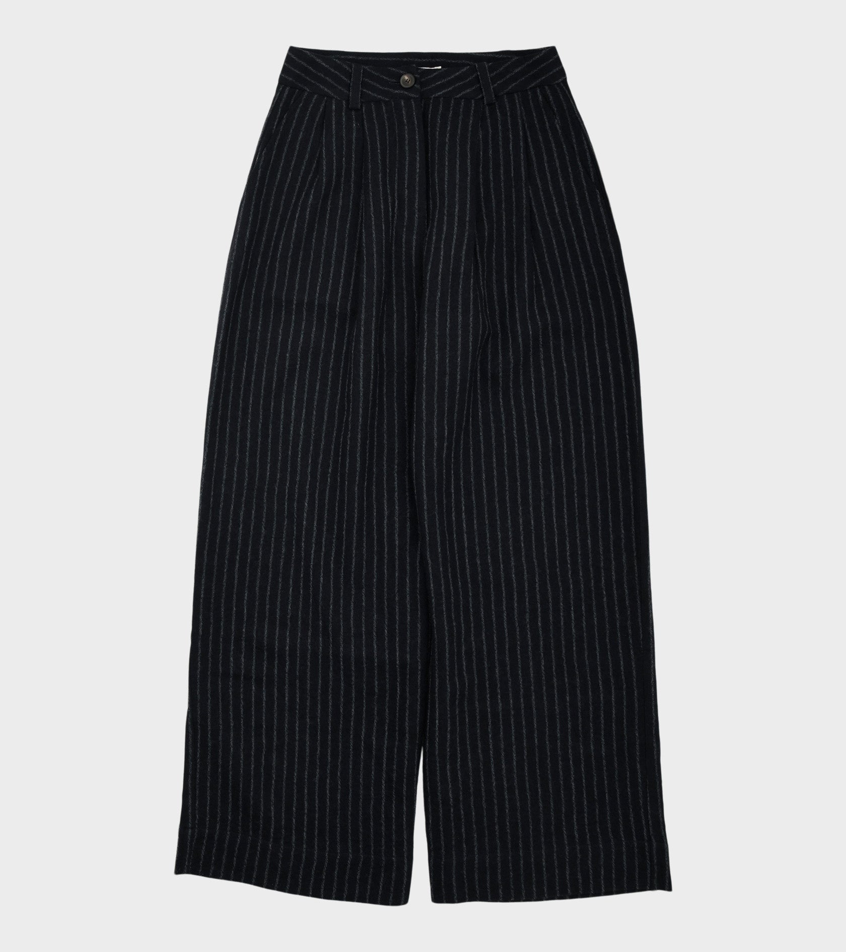 Japanese Striped Boucle Mara Trouser Navy/Grey