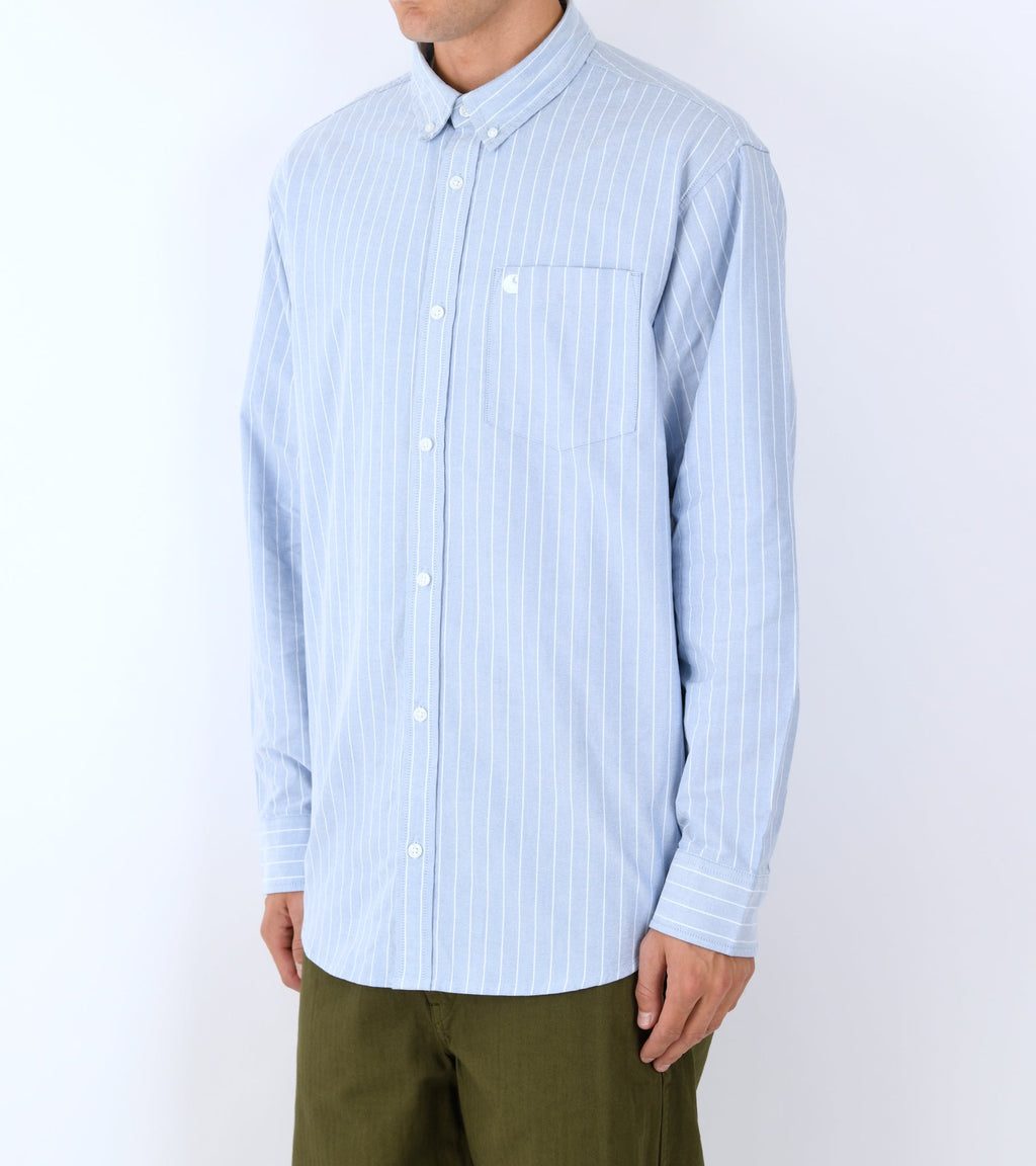 L/S Cassel Stripe Shirt Bleach/White