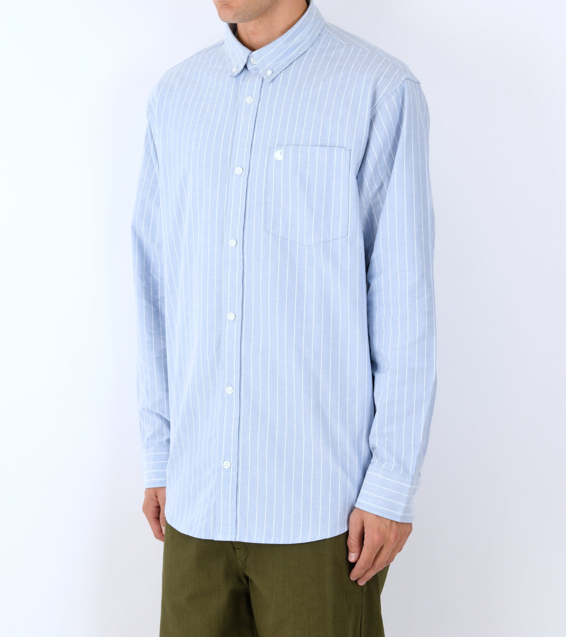 L/S Cassel Stripe Shirt Bleach/White