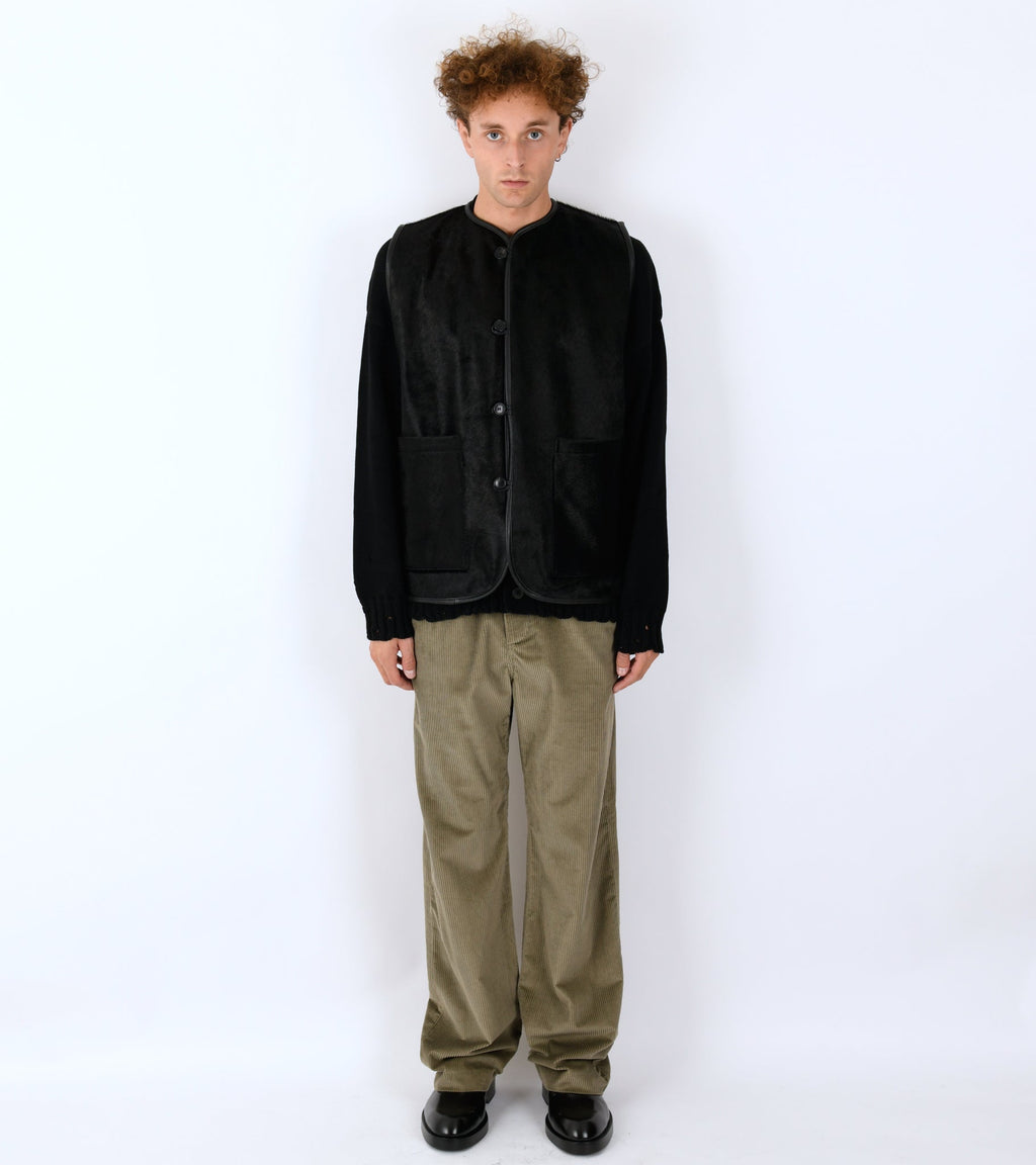 Hair On Leather Hide River Vest Black