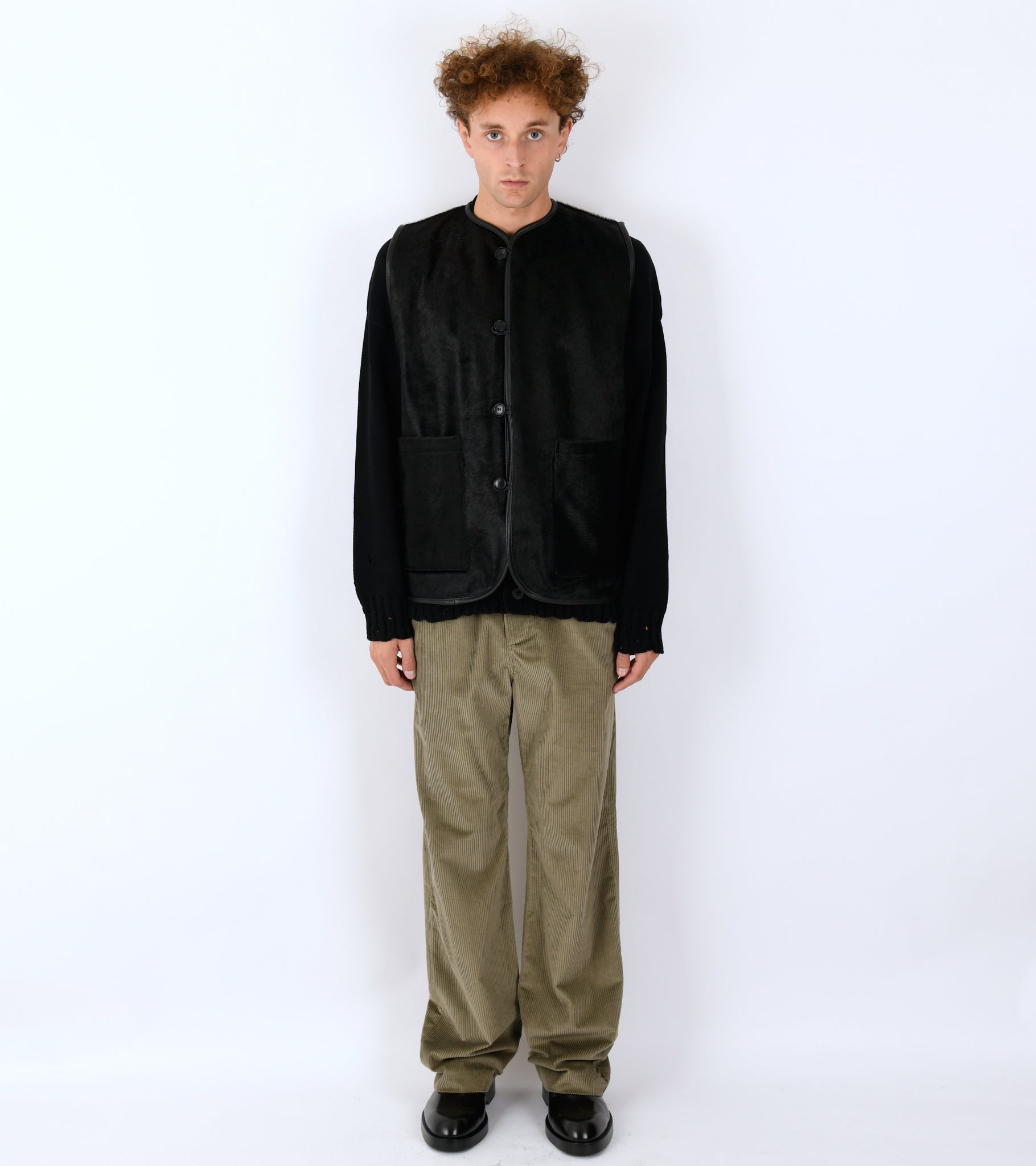 Hair On Leather Hide River Vest Black
