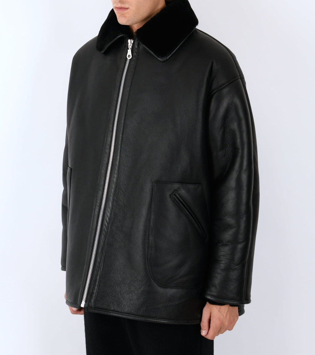 Leather Back Straight Hair Ronny Jacket Black