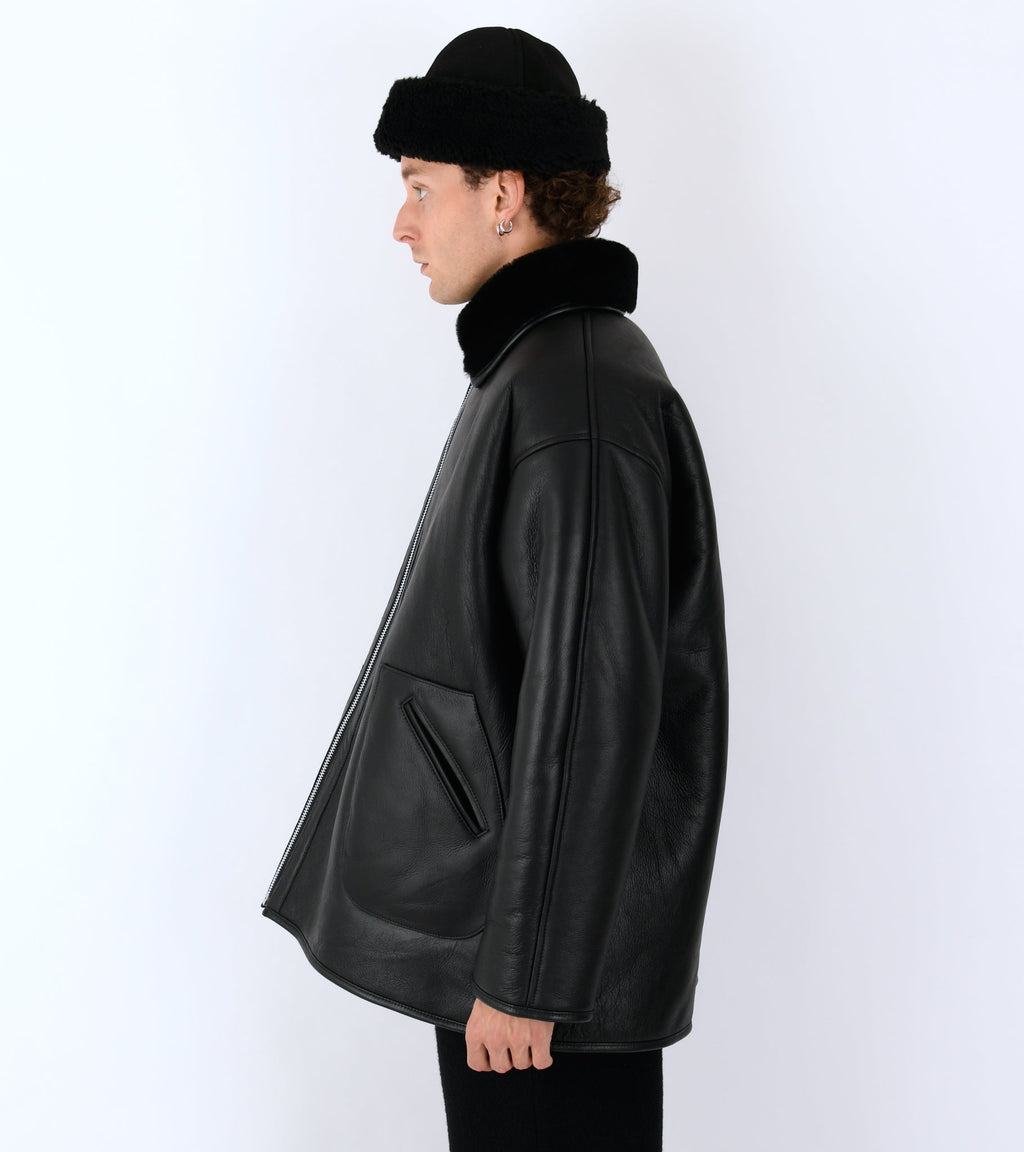 Leather Back Straight Hair Ronny Jacket Black