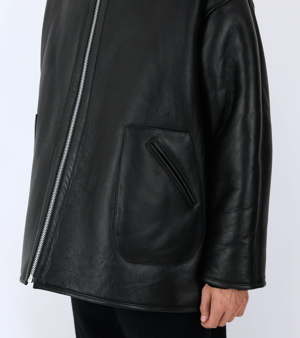 Leather Back Straight Hair Ronny Jacket Black