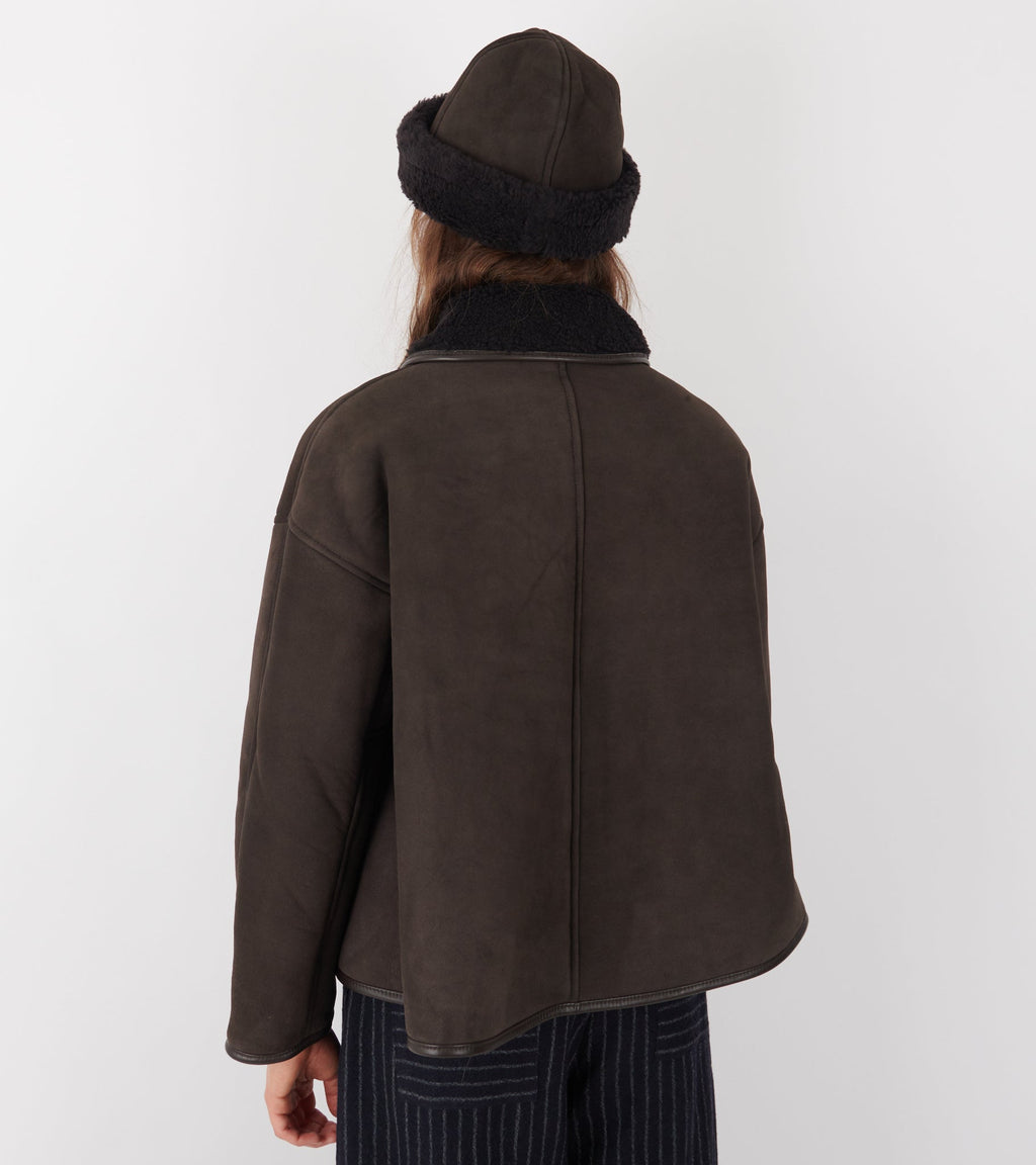 Suede Back Curly Hair Avis Jacket Chocolate