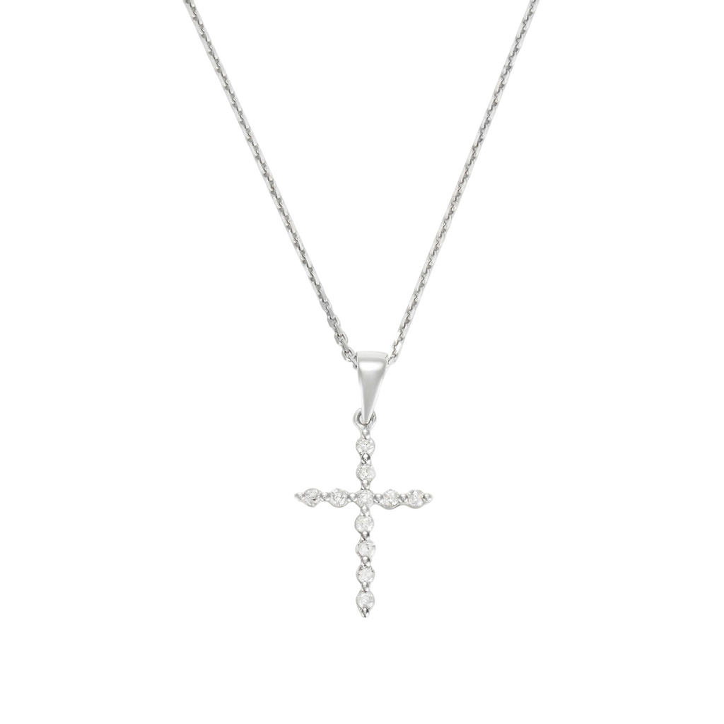 Women’s 9ct White Gold 0.100ct Diamond Cross Necklace