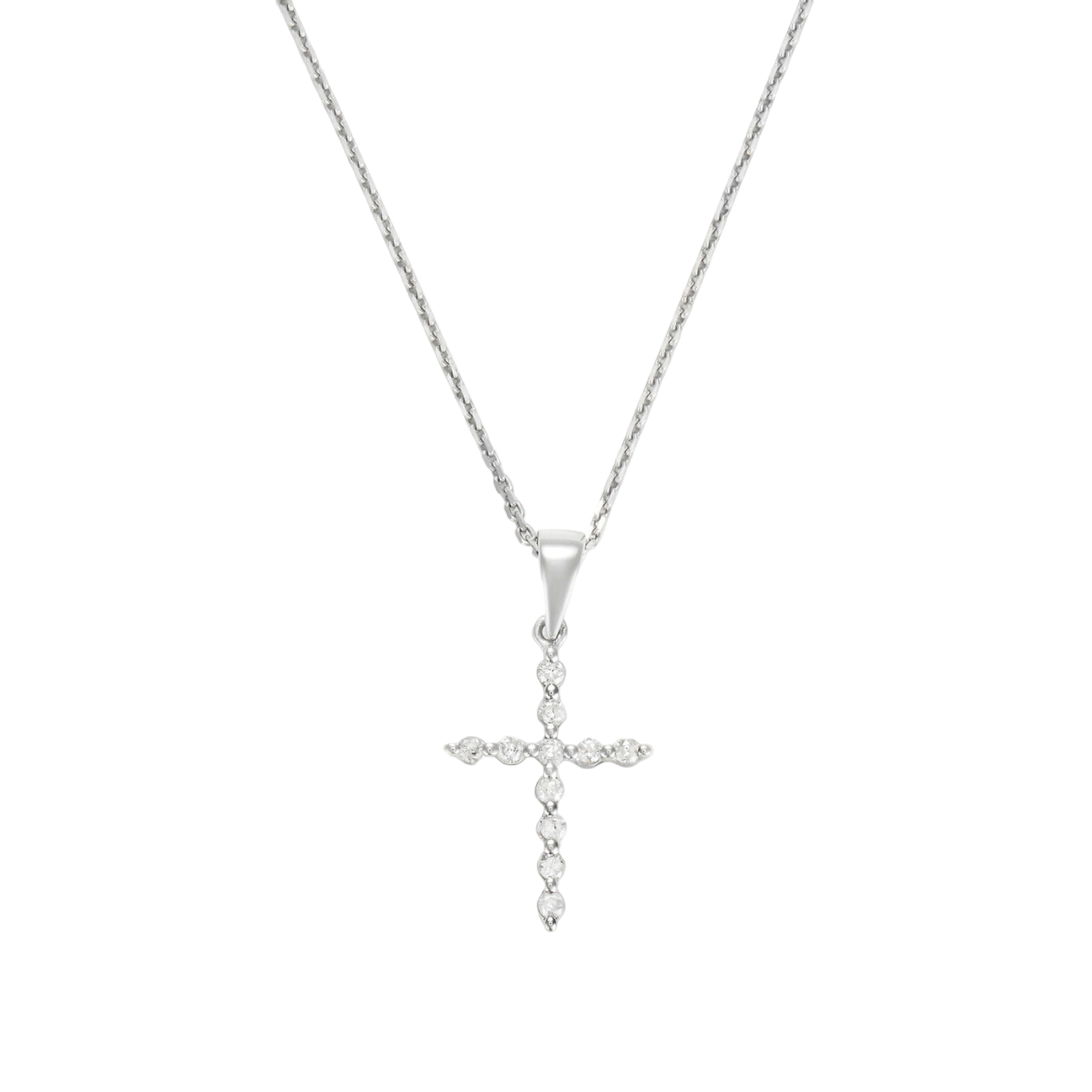 Women’s 9ct White Gold 0.100ct Diamond Cross Necklace