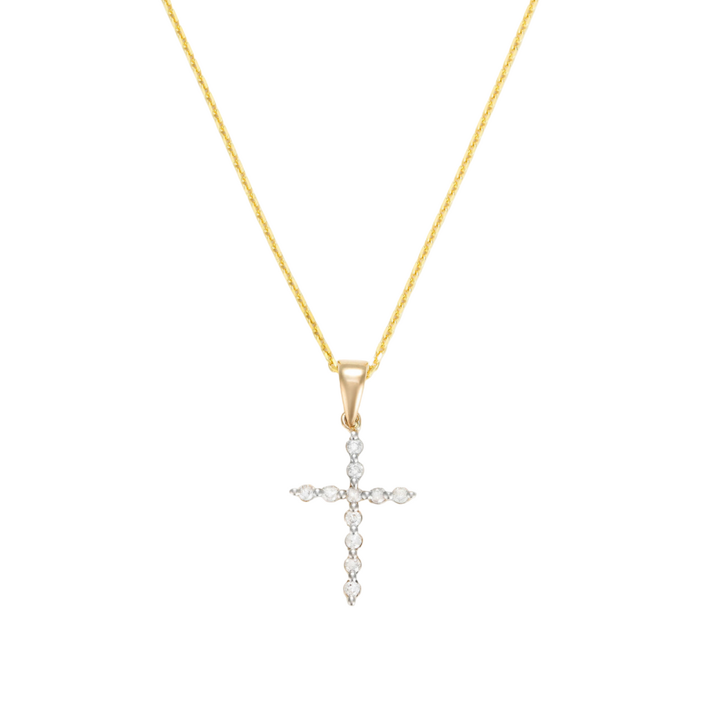 Women’s 9ct Yellow Gold 0.100ct Diamond Cross Necklace