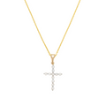 Women’s 9ct Yellow Gold 0.100ct Diamond Cross Necklace