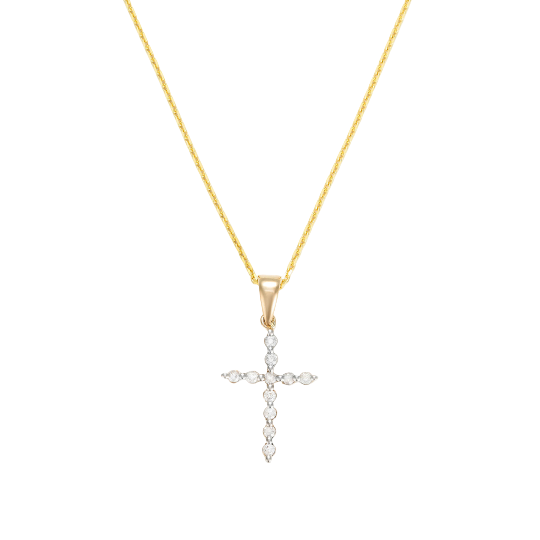 Women’s 9ct Yellow Gold 0.100ct Diamond Cross Necklace