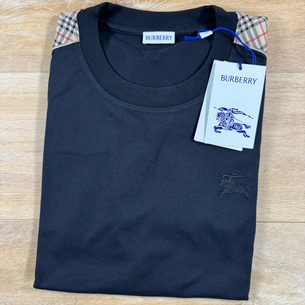 Burberry Check Trim T-Shirt in Black
