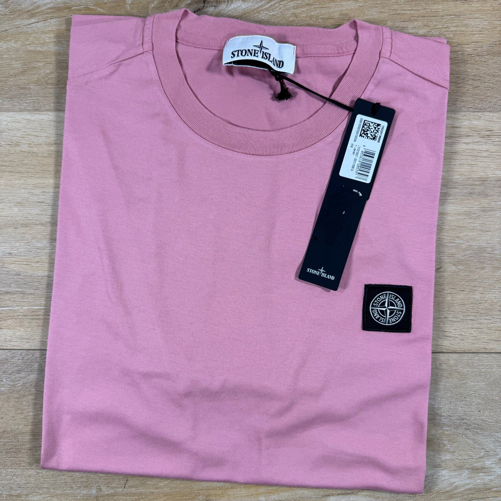 Stone Island Patch Logo T-Shirt in Oleander Pink